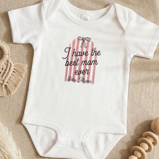 Body Para Bebê Cute Pink & White Arch Best Mom Ever Baby Name