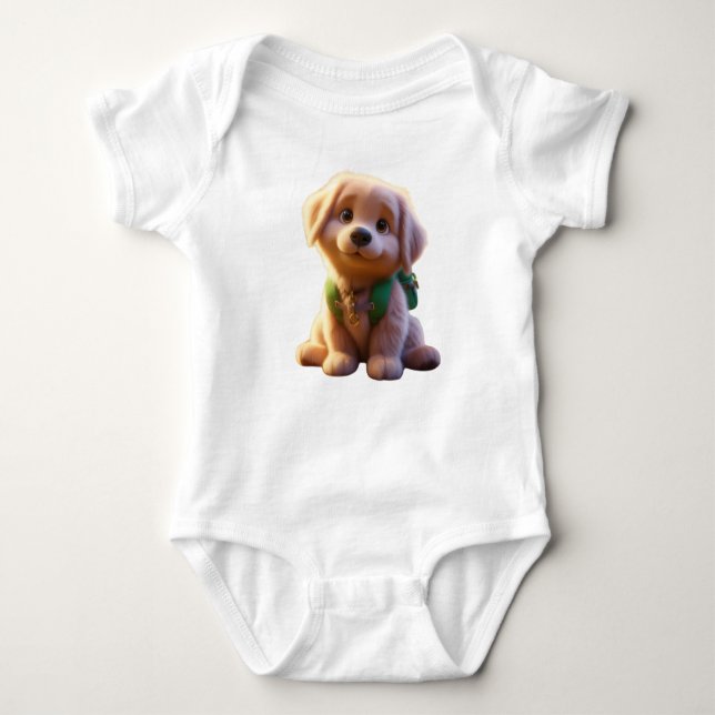 Body Para Bebê Cute Puppy, Golden Retriever, Baby BodysuitT-Shirt (Frente)