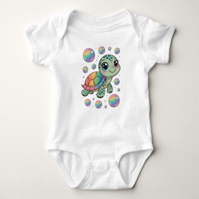 Body Para Bebê Cute Rainbow Turtle (Frente)