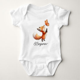 Body Para Bebê Cute Red Fox with Butterfly