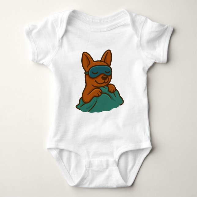 Body Para Bebê Cute Sleeping Dog Cartoon Baby Bodysuit (Frente)