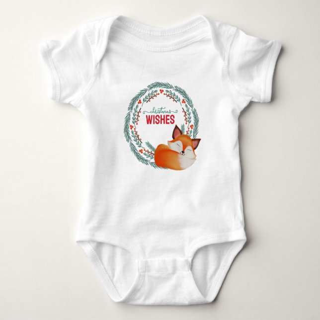 Body Para Bebê Cute Sleeping Fox Christmas (Frente)