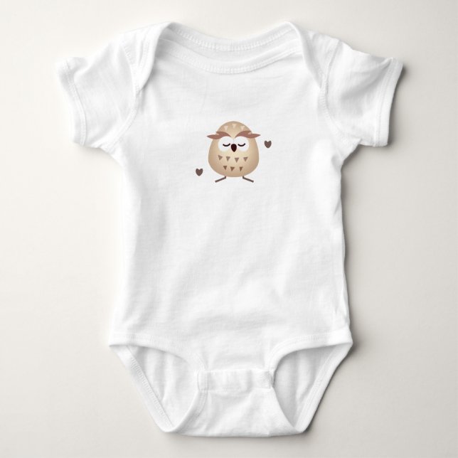 Body Para Bebê Cute Sleeping Owl  (Frente)