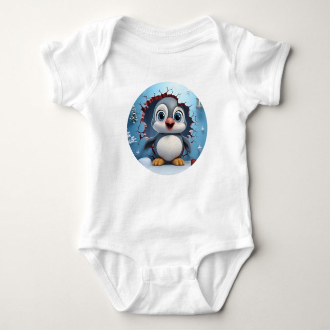 Body Para Bebê Cute Snowy Explorer Penguin Baby (Frente)