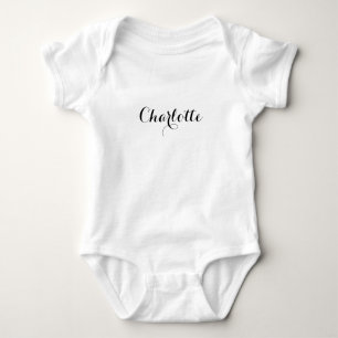 Body Para Bebê Cute texto de nome personalizado preto e branco