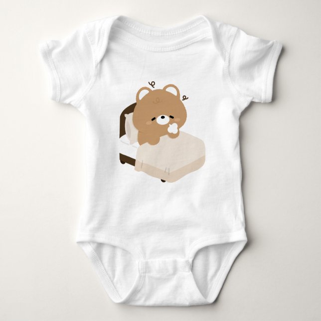 Body Para Bebê Cute Tired Brown Bear (Frente)