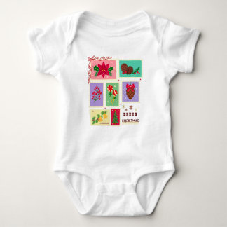 Body Para Bebê Cute Vintage Christmas Postage Stamps Holiday