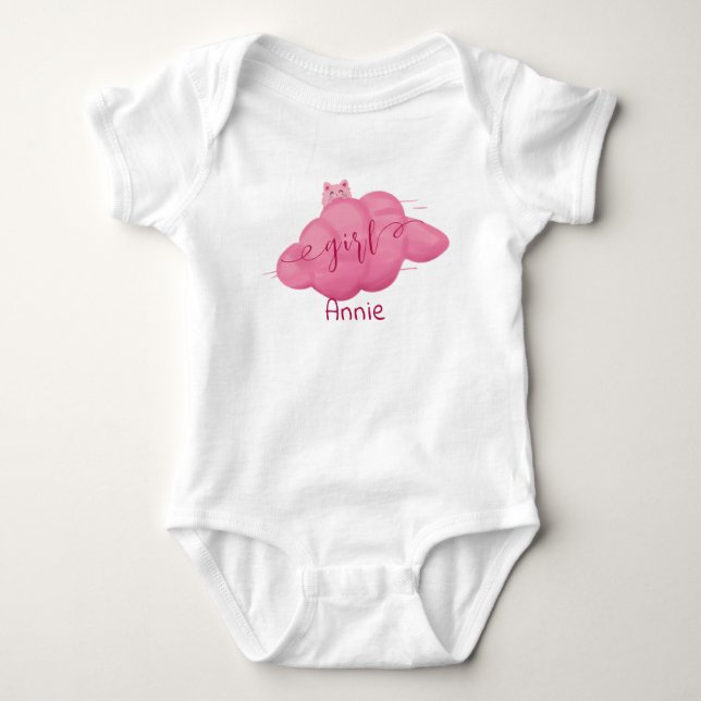 Body Para Bebê Cute Watercolor Cloud Baby Girl (Frente)