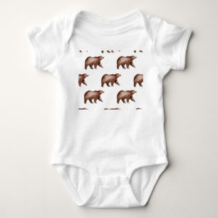 Body Para Bebê Cuteness Urso: Padrão Animal De Aquarela