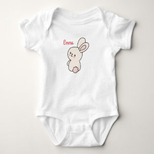 Body Para Bebê Cutom Baby Girl com um belo belo coelhinho rosa
