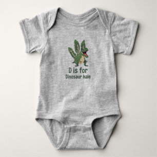 Body Para Bebê D é para Dinossaur Kale - Verde Veggie Alphabet D