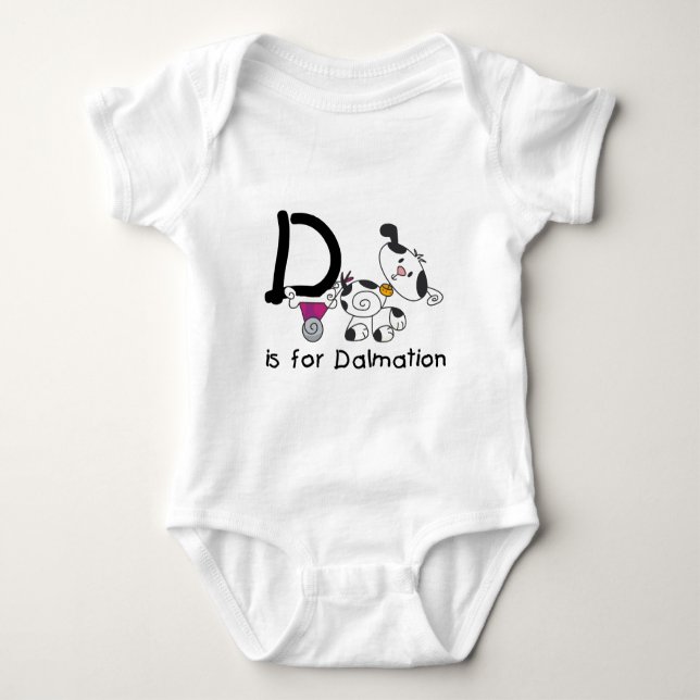 Body Para Bebê D é para T-shirts e presentes Dalmation (Frente)