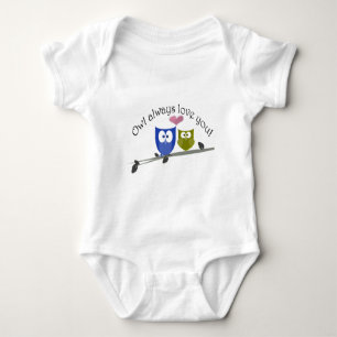 Body Para Bebê Da coruja amor sempre você, com coração 3D