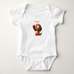 Body Para Bebê Dachshund Animado e Joaninha