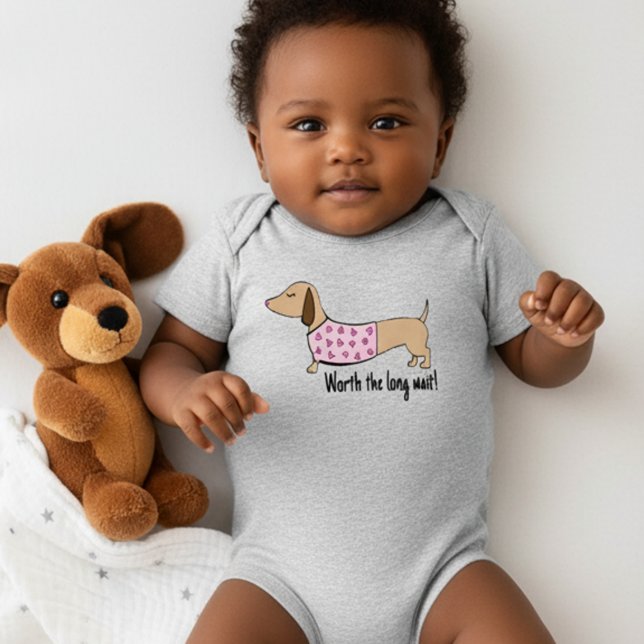 Body Para Bebê Dachshund Baby Vale a Pena (Worth the long wait! Dachshund baby girl outfit)