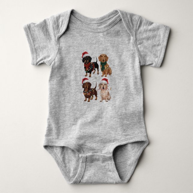 Body Para Bebê Dachshund Christmas Dog Mãe Lover Xmas Gift (Frente)