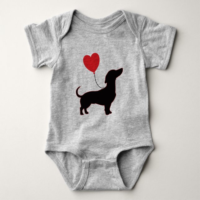 Body Para Bebê Dachshund Love Balloon Light - Sweet Baby Edition (Frente)