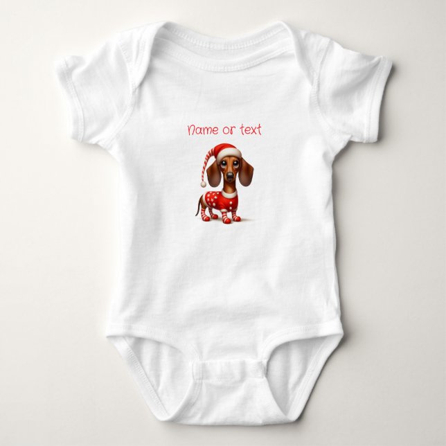 Body Para Bebê Dachshund Natal Caprichoso  (Frente)
