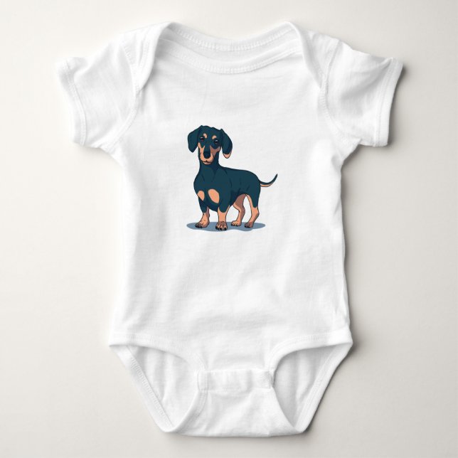 Body Para Bebê Dachshund Preto (Frente)