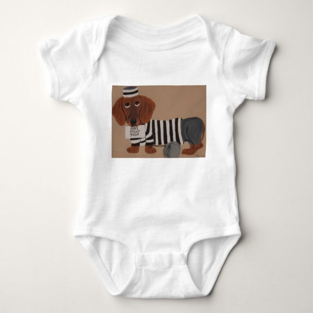 Body Para Bebê Dachshund Treat Thief inmate (Frente)