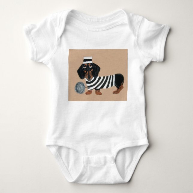 Body Para Bebê Dachshund Treat Thief Jailbird (Frente)