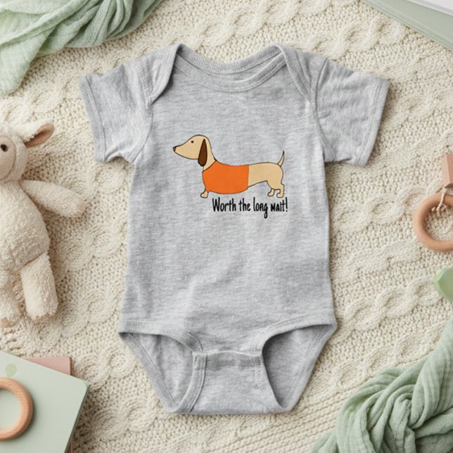 Body Para Bebê Dachshund Vale Longa Esperança Sexo Neutro (Worth the long wait - dachshund baby shower outfit gift)