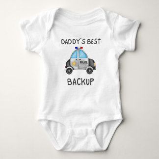 Body Para Bebê Daddy's Best Back Up, Police Car Lover Gift