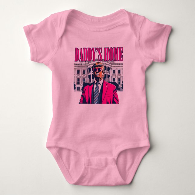 Body Para Bebê Daddy's Home Rosa Trump (Frente)