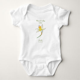 Body Para Bebê Daffodil aniversário mês Março aquarela T Shirt