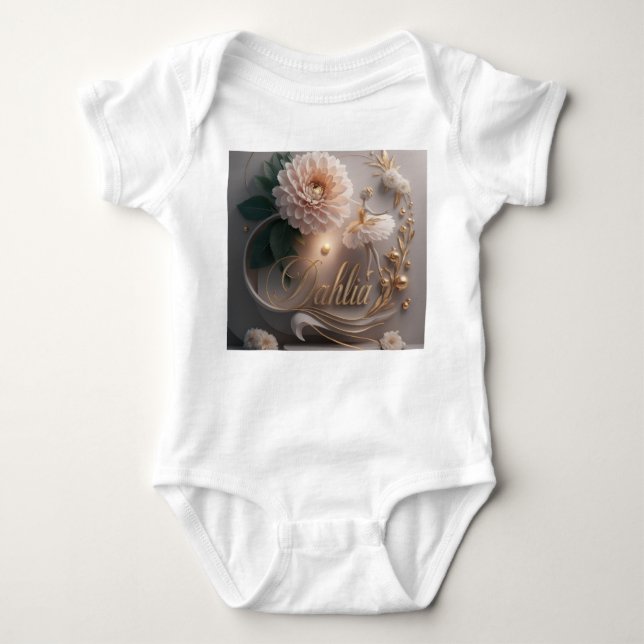 Body Para Bebê  Dahlia Ballet Bloom Floral Art Design (Frente)