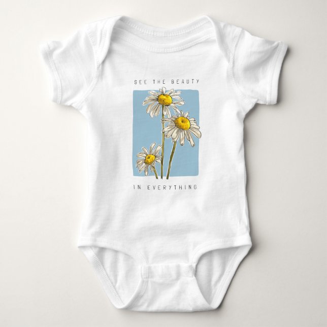 Body Para Bebê Daisy Flowers Beauty Slogan (Frente)