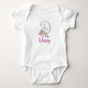 Body Para Bebê Daisy Name Baby Outfit - Letra D Romper Rapariga F