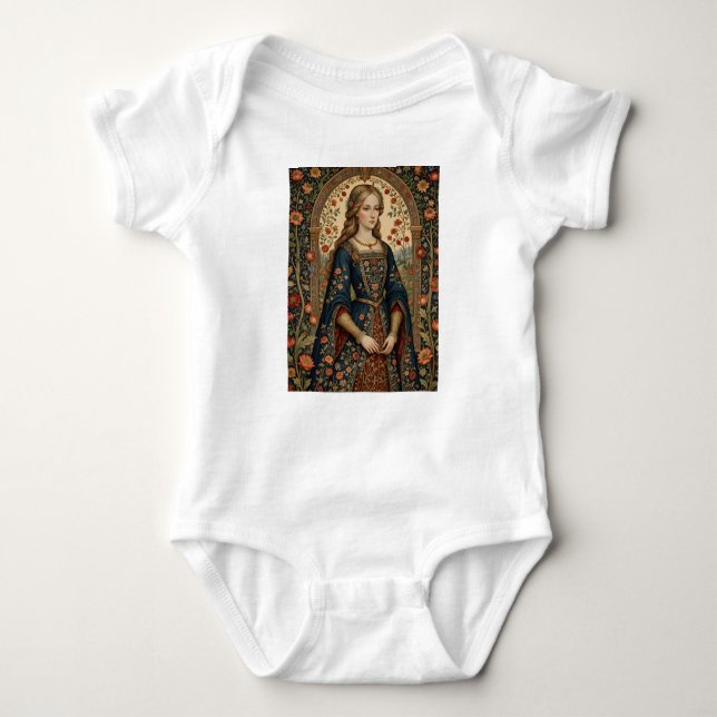 Body Para Bebê  Dame au jardin, illustration médiévale/renaissanc (Frente)