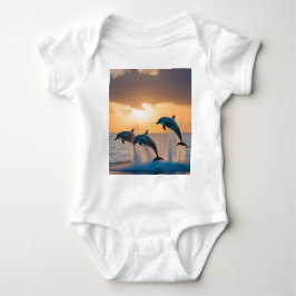 Body Para Bebê Dançando no Suco: Três Golfinhos Pulando