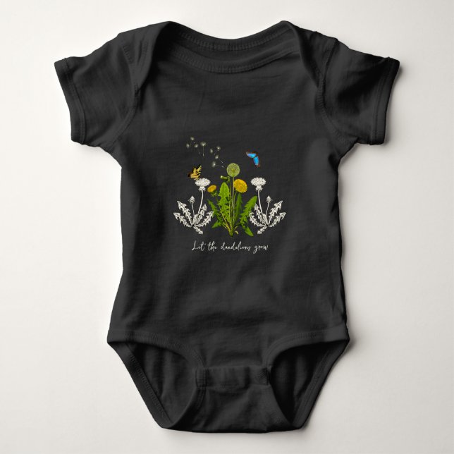 Body Para Bebê Dandelions Cultivam o Design da Natureza (Frente)