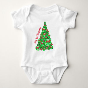 Body Para Bebê Dandie Dinmont Dog Silhouket Árvore de Natal Red
