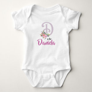 Body Para Bebê Daniela Name Baby Outfit Letter D Romper Floral