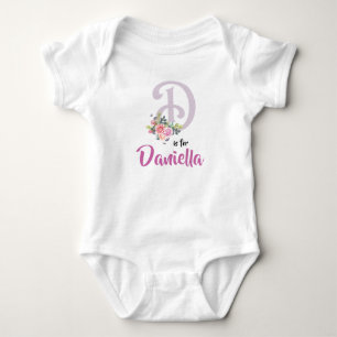 Body Para Bebê Daniella Nome Bebê Carta D Romper Floral