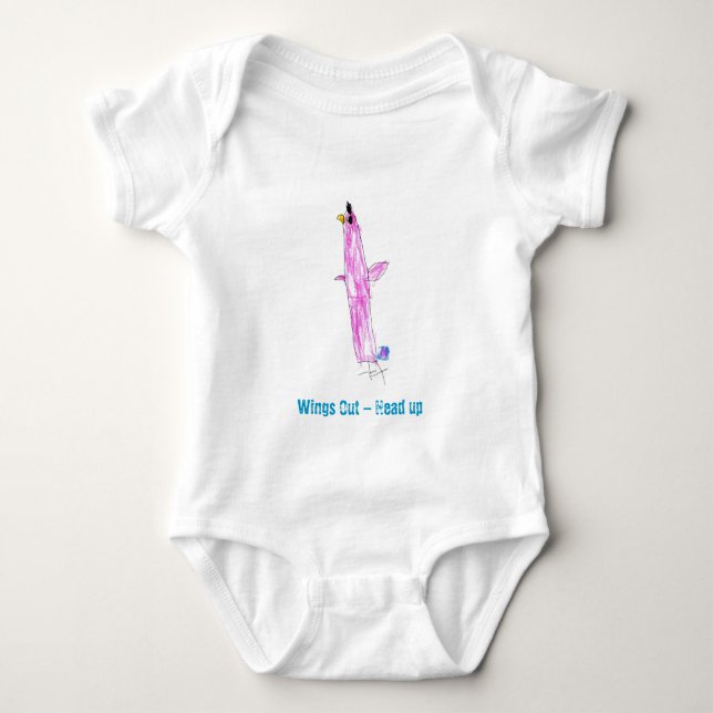 Body Para Bebê Das asas cabeça para fora - ACIMA (Frente)