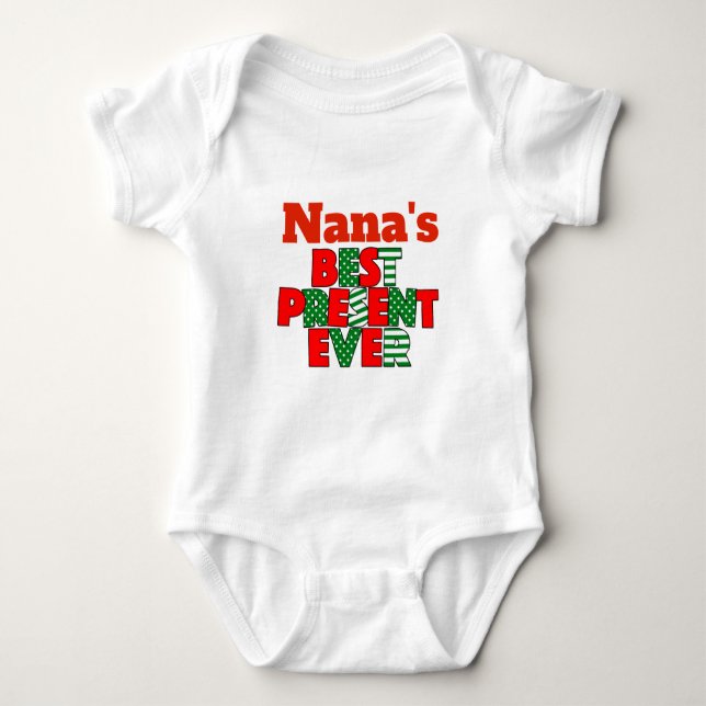 Body Para Bebê De Nana melhor do presente neto do Natal nunca (Frente)