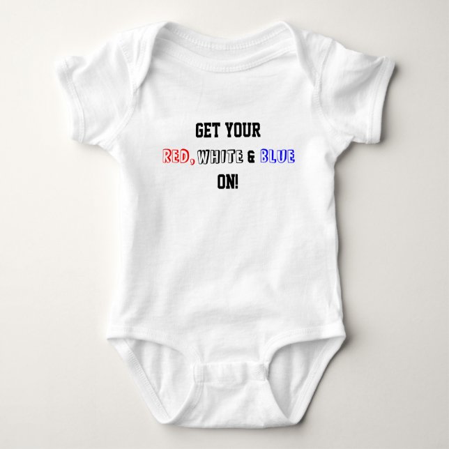 Body Para Bebê Dê o seu azul branco vermelho no USA Baby (Frente)