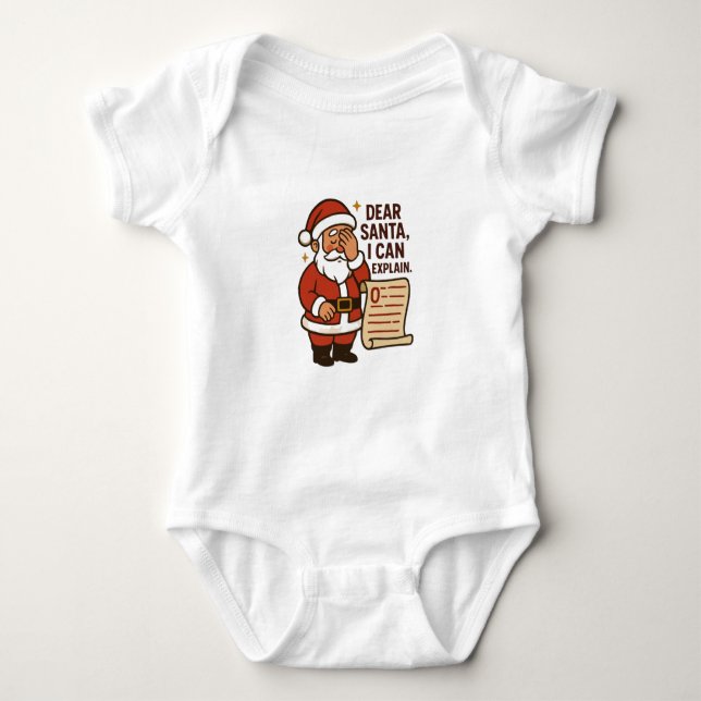 Body Para Bebê Dear Santa, I Can Explain Baby Bodysuit (Frente)