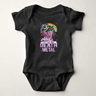 Body Para Bebê Death Metal Unicorn Reaper Rainbow