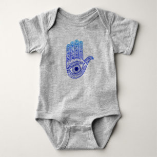 Body Para Bebê Defesa da mão azul de Hamsa/olho mau/mão de Mary