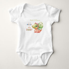 Body Para Bebê Deixe o Mundo Ouvir o seu Rugido! Adorável Dino em