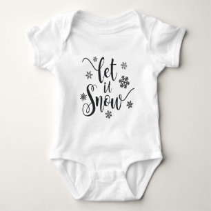 Body Para Bebê Deixe-o nevar a caligrafia natalícia Bebê-macarr