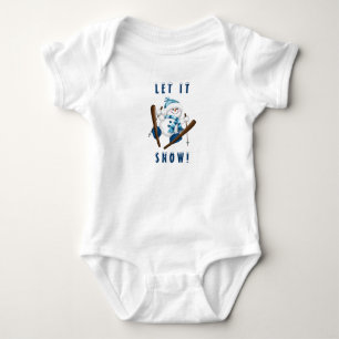 Body Para Bebê Deixe-O Neve! Snowman Skier T-Shirt