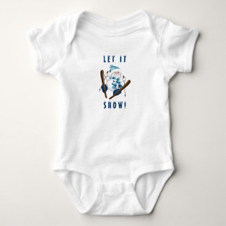 Body Para Bebê Deixe-O Neve! Snowman Skier T-Shirt