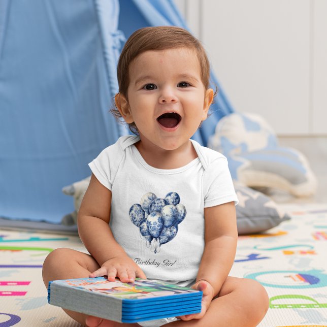 Body Para Bebê Delft Blue Balloons personalizáveis (Criador carregado)