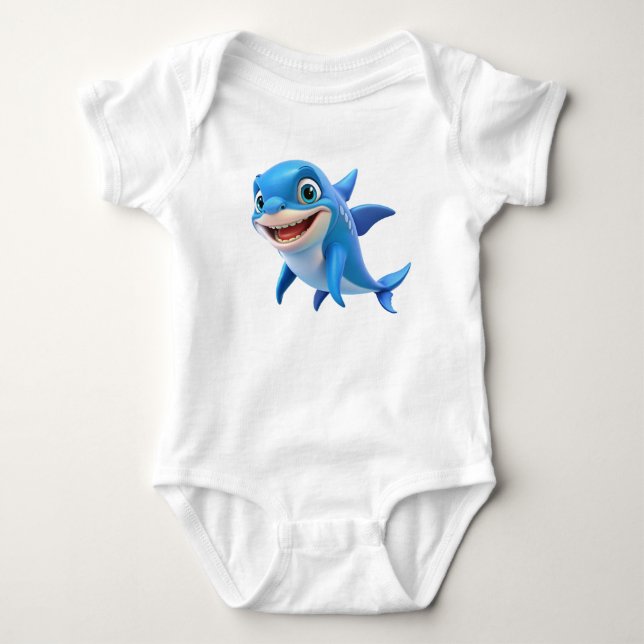 Body Para Bebê Delícia de Golfinho Azul. (Frente)